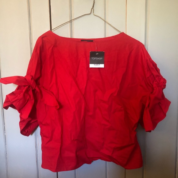 Topshop bow sleeve poplin top - Picture 2 of 4